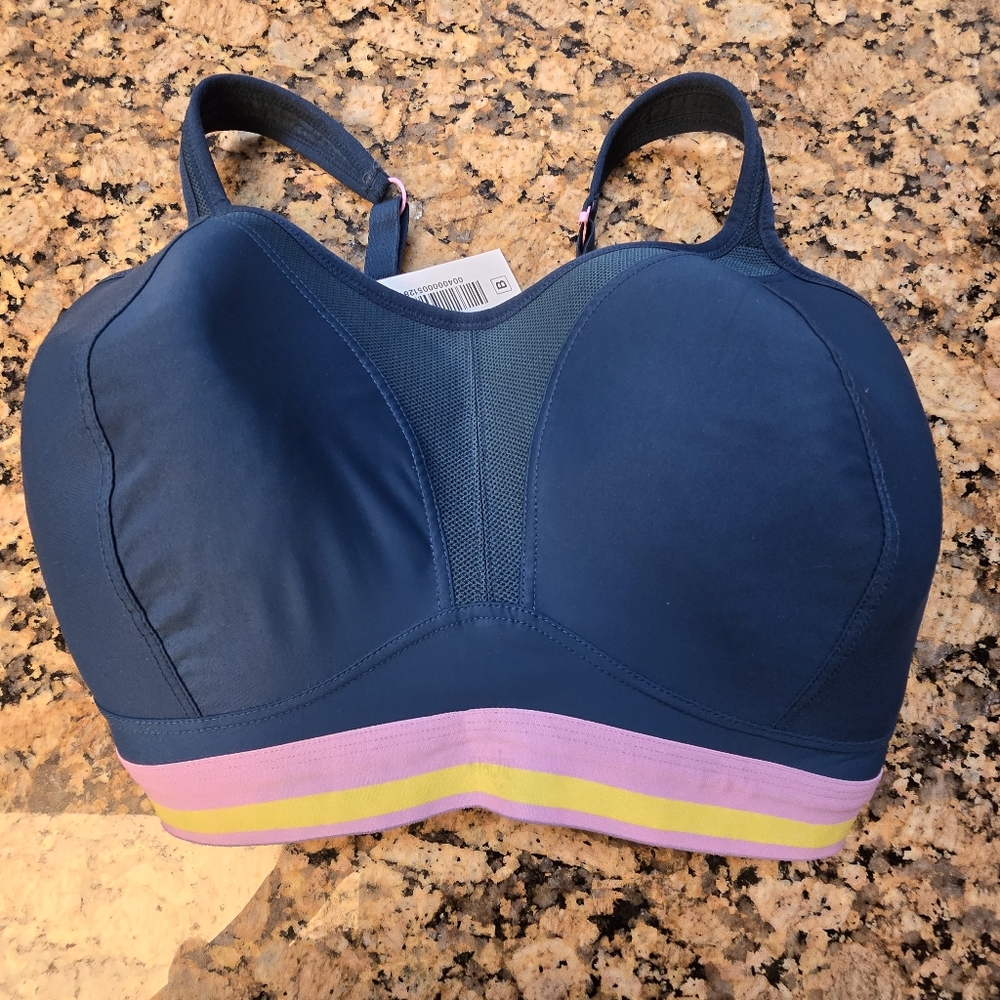 Panache RETRO NAVY Wireless Sports Bra US 32HH EUC 7341B